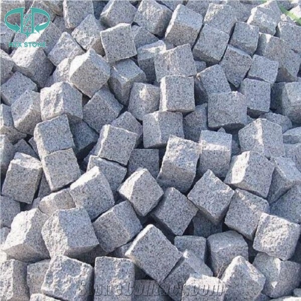 Granite Cobble Stone, Granite Light Grey Cube Stone, G603 Paving Setts, Tumbled Cobble Stone 10x20x2/3cm for Walkway/Driveway/Courtyart Paving