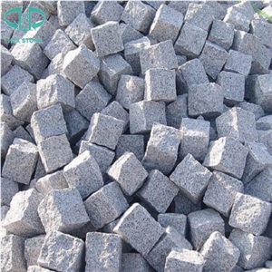 Granite Cobble Stone, Granite Light Grey Cube Stone, G603 Paving Setts, Tumbled Cobble Stone 10x20x2/3cm for Walkway/Driveway/Courtyart Paving