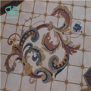 Green Marble Waterjet Floor Medallions, Natural Stone Waterjet Medallion Modern Style and Hot Sale Inlay Floor Design