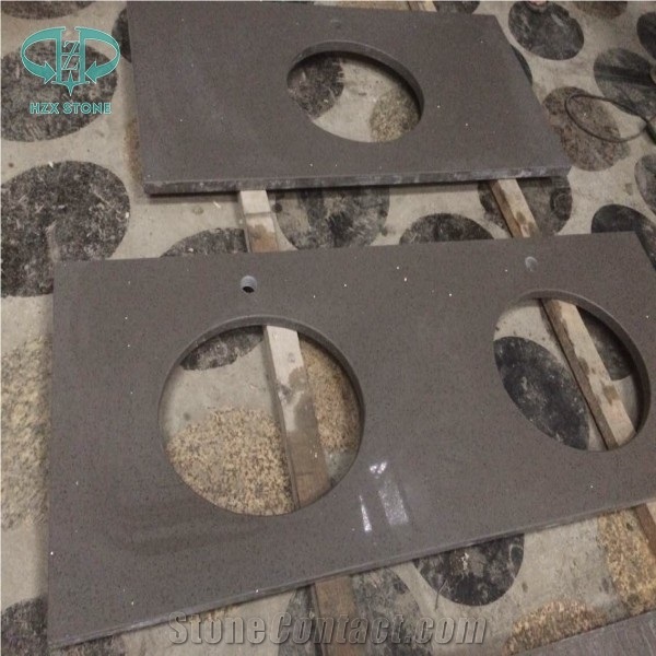 Grey Quartz Stone, Manufacturer Artificial Marble Look White Quartz Stone Slabs & Tiles Design, Polished with Cusomized Edges and Solid Surface Silestone Colors Available