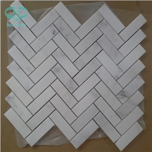 Herring-Bone Mosaic Tile,Oriental White Mosaic, Wall Mosaic, Statuary White Tile