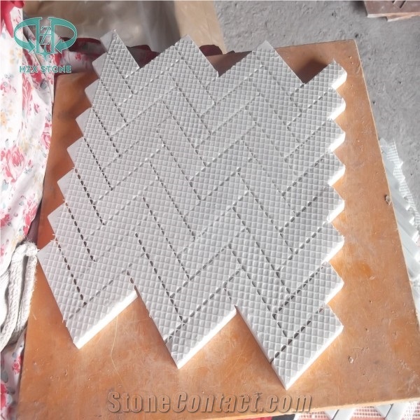 Herring-Bone Mosaic Tile,Oriental White Mosaic, Wall Mosaic, Statuary White Tile