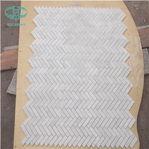 Herring-Bone Mosaic Tile,Oriental White Mosaic, Wall Mosaic, Statuary White Tile