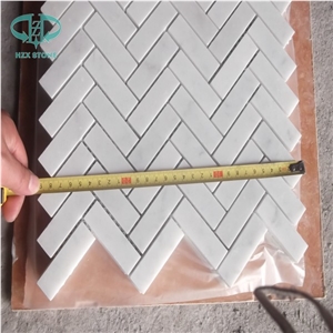 Herring-Bone Mosaic Tile,Oriental White Mosaic, Wall Mosaic, Statuary White Tile