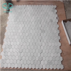Hexagon Mosaic Tile, White Marble Wall Mosaic, Oriental White Mosaic Pattern