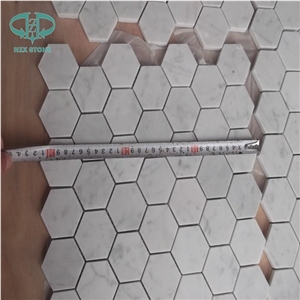 Hexagon Mosaic Tile, White Marble Wall Mosaic, Oriental White Mosaic Pattern