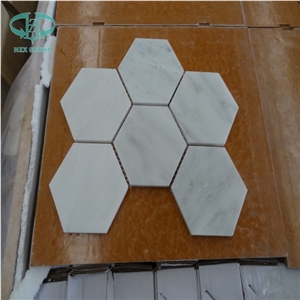 Hexagon Mosaic Tile, White Marble Wall Mosaic, Oriental White Mosaic Pattern