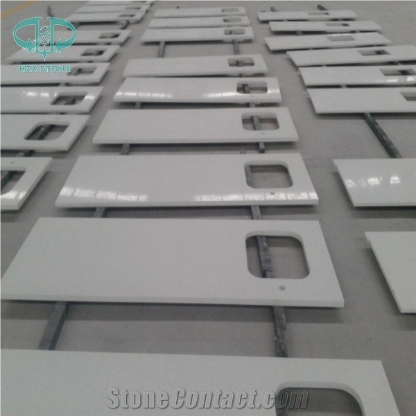Kitchen Countertops Of Crystallized Glass Stone, White Quartz Kitchen Countertops, Quartz Kitchen Top, Crystal White Quartz, White Galaxy Quartz Stone, Engineered Quartz Kitchen Tops