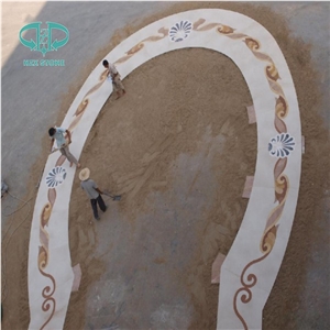 Marble Natural Stone Waterjet Medallion, Waterjet Medallion Artistic Inset Marble Inlay Panel