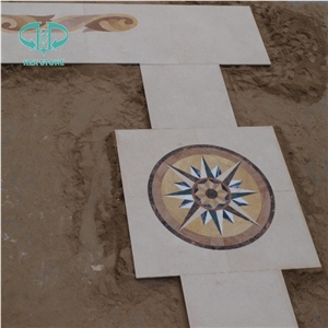 Marble Natural Stone Waterjet Medallion, Waterjet Medallion Artistic Inset Marble Inlay Panel