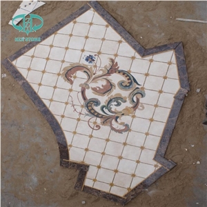Marble Natural Stone Waterjet Medallion, Waterjet Medallion Artistic Inset Marble Inlay Panel