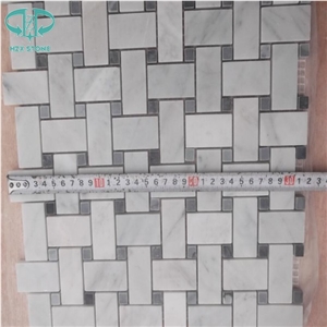 Mosaic,Carrara White Marble Mosaic Tiles on Mesh, White Mosaic, Wall Mosaic, Floor Mosaic, Interior Decoration, Customized Mosaic Tile, Mosaic Tile for Bathroom