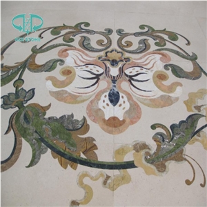 Multicolor Marble Waterjet Medallion, Hotel Medallion/Carpet Medallion/Square Medallion