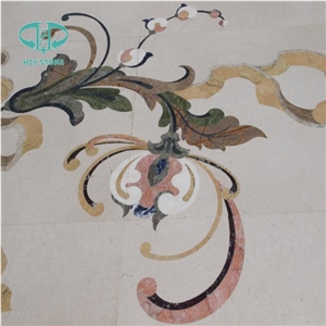 Multicolor Marble Waterjet Medallion, Hotel Medallion/Carpet Medallion/Square Medallion