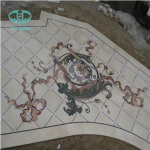 Multicolor Marble Waterjet Medallion, Hotel Medallion/Carpet Medallion/Square Medallion