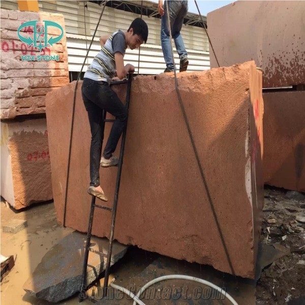 Mushroom Wall Tiles, Natural Split Red Sandstone Mushroomed Cladding, Mushroom Wall