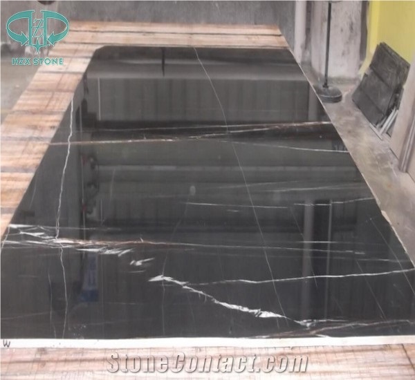 Nero St Laurent Black Gold Marble, France Black, Luxury Black Marble with Gold Lines Polished Marble Slab, Wall & Flooring Tiles