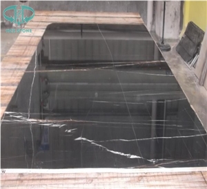 Nero St Laurent Black Gold Marble, France Black, Luxury Black Marble with Gold Lines Polished Marble Slab, Wall & Flooring Tiles