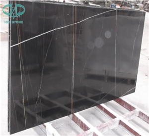 Nero St Laurent Black Gold Marble, France Black, Luxury Black Marble with Gold Lines Polished Marble Slab, Wall & Flooring Tiles