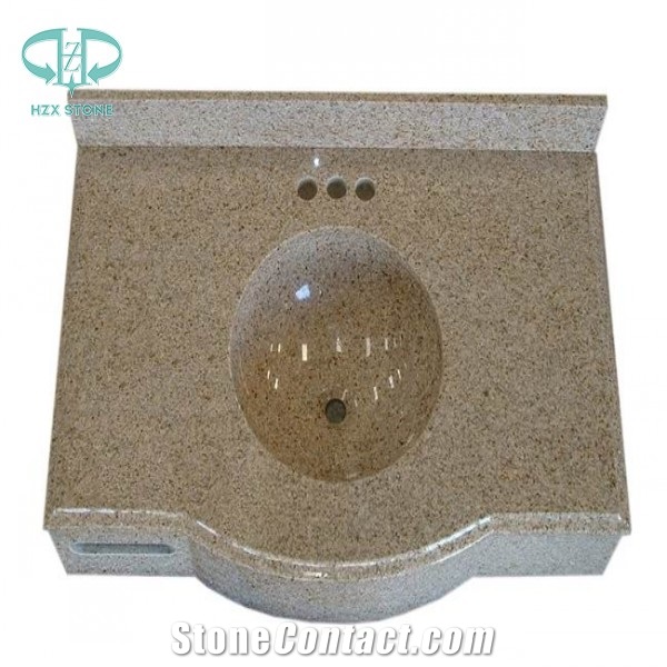 New G682 Vanity Top,Sunset Gold Yellow Granite Bath Top,Sandy Gold Bathroom Top,Rusty Yellow Bath Design,Ming Gold Bathroom Countertop,Golden Sand Bath Custom Vanity Tops,Bathroom Design