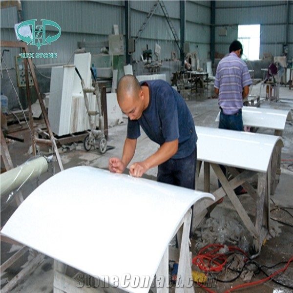 Polished Pure White Nano Crystallized Glass Stone for Building Pillar