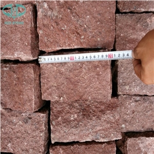 Porphyr Red Cubestone, Red Granite Parking Stone,China Red Paving Stone,Cobble Stone,Landscaping Stone,Garden Stepping Pavers Stone,Paving Stone, Exterior Pattern Stone for Driveway,Walkway