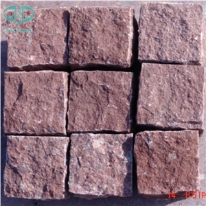 Porphyr Red Cubestone, Red Granite Parking Stone,China Red Paving Stone,Cobble Stone,Landscaping Stone,Garden Stepping Pavers Stone,Paving Stone, Exterior Pattern Stone for Driveway,Walkway
