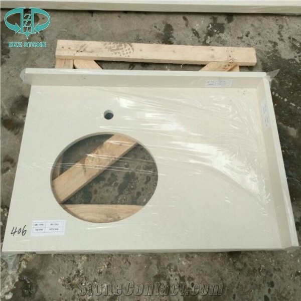 Professional Custom Bathroom Artificial White Quartz Countertops Vanity Tops Factory