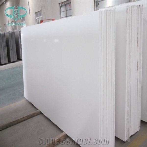 Pure White Quartz Stone Slabs, White Quartz Stone Flooring Tile, White Color Quartz Caesarstone, Pure White Quartz