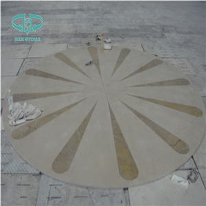 Round Flooring Pattern, Round Waterjet Medallion,Flooring,Multicolor Mesh Mounted,Interior Decoration