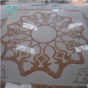 Round Flooring Pattern, Round Waterjet Medallion,Flooring,Multicolor Mesh Mounted,Interior Decoration