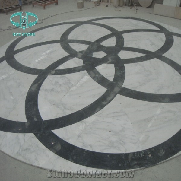 Round Flooring Pattern, Waterjet Medallion,Flooring,Multicolor Mesh Mounted,Interior Decoration