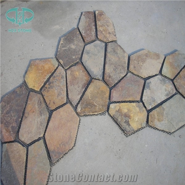 Rustic Slate Random Paver, Slate Floor Covering,Irregular Flagstone,Flagstone Patio, Multi-Color Slate