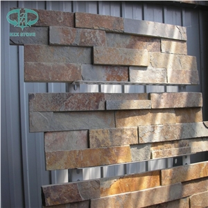 Rusty Slate Ledge Stone, Copper Slate Stone Wall Decor, Stacked Stone Veneer for Wall Cladding
