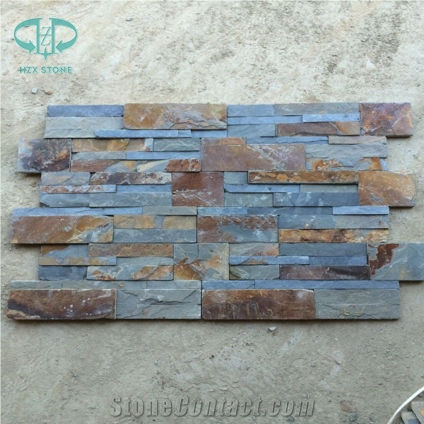 Rusty Slate Ledge Stone, Copper Slate Stone Wall Decor, Stacked Stone Veneer for Wall Cladding