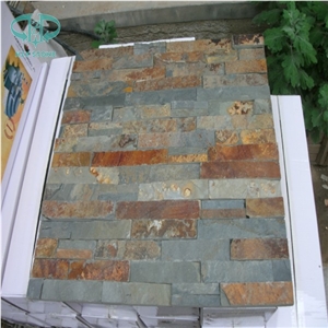 Rusty Slate Ledge Stone, Copper Slate Stone Wall Decor, Stacked Stone Veneer for Wall Cladding