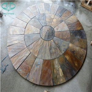 Rusty Slate, Rusty Round/Circular Shape Floor Tile Covering,Landscaping Paver Tile Cladding, China Multicolor Slate Flagstone