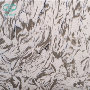 Tiger Skin Quartz Stone Slab, Overload Flower Engineered Stone Walling, Leopard Skin Engineered Stone, Flower Pattern Solid Surface