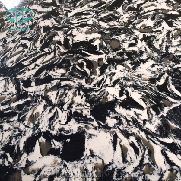 Tiger Skin Quartz Stone Slab, Overload Flower Engineered Stone Walling, Leopard Skin Engineered Stone, Flower Pattern Solid Surface