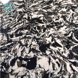 White & Black Quartzstone. Flower Pattern Engineered Stone Walling, Special Quartz Stone Flooring, Imperial Caesarstone, Multicolor Quartz Stone Slab
