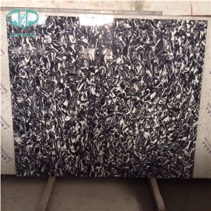 White & Black Quartzstone. Flower Pattern Engineered Stone Walling, Special Quartz Stone Flooring, Imperial Caesarstone, Multicolor Quartz Stone Slab
