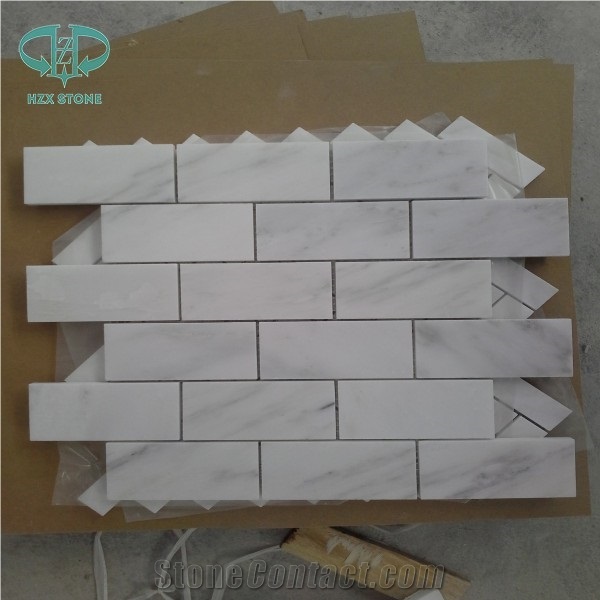 White Brick Mosaic, Danba White Marble Mosaic, Polished/Honed Mosaic for Wall&Floor