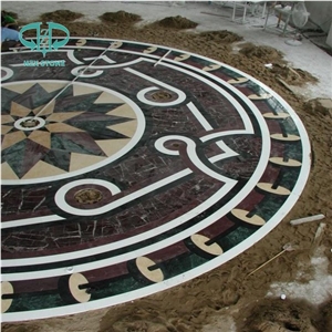 White Marbel Floor Tiles, Multicolor Marble Waterjet Medallion, Hotel Medallion Square Medallion