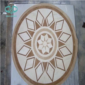 White Marbel Floor Tiles, Multicolor Marble Waterjet Medallion, Hotel Medallion Square Medallion