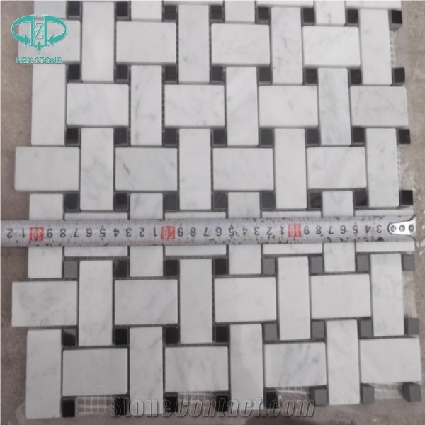 White Marble Mosaic/Italian Bianco Carrara Marble Mosaic Basketweave Herrigbone Hexagon Mini Brick Polished Tiles