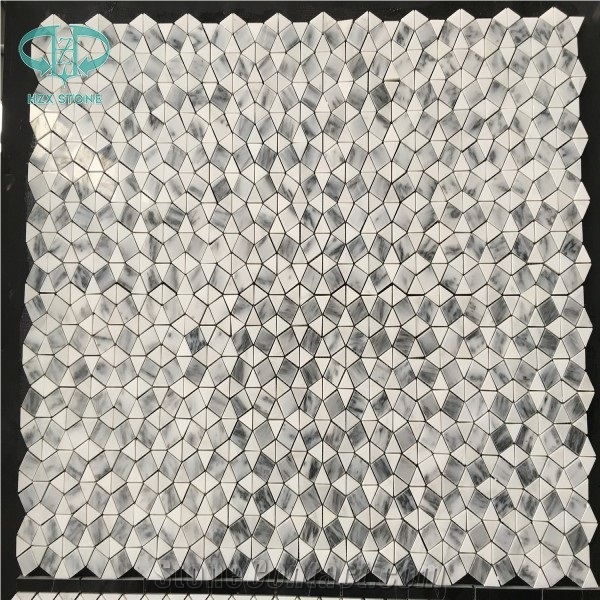 White Marble Mosaic,Linear Strips Mosiac, Tumbled Mosaic, Wall Mosaic, Floor Mosaic, Mosaic Pattern