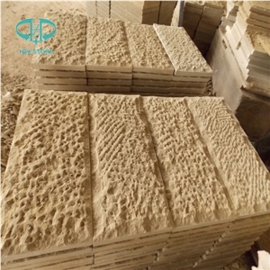 Yellow Sandstone with Bushhammered, Wall Tiles, Building and Walling Stones, Biege, Yellow, Sandstone Walling