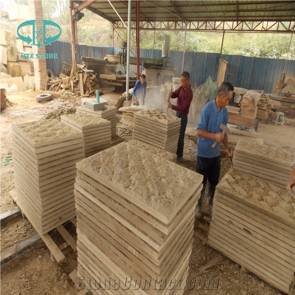 Yellow Sandstone with Bushhammered, Wall Tiles, Building and Walling Stones, Biege, Yellow, Sandstone Walling