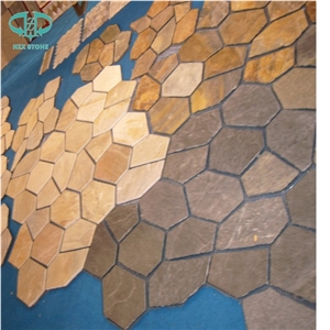 Yellow Slate Random Flagstones/ Paving Stone Landscape Slate Yellow/Natural Stone Irregular Flagstone Patio/Crazy Paving Stone Irregular Shapes Natural Stone Slate for Floor Paving