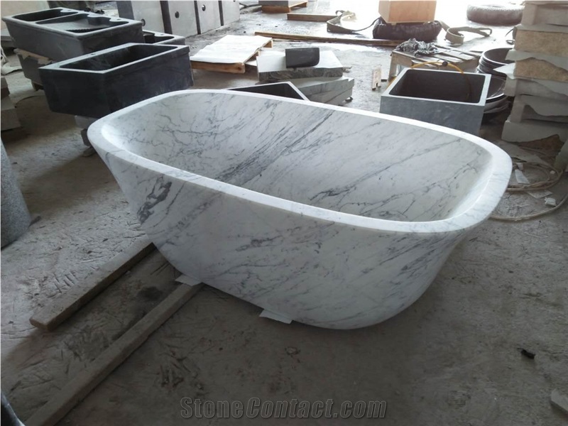 Bianco Carrara Manmade Stone Bathtub